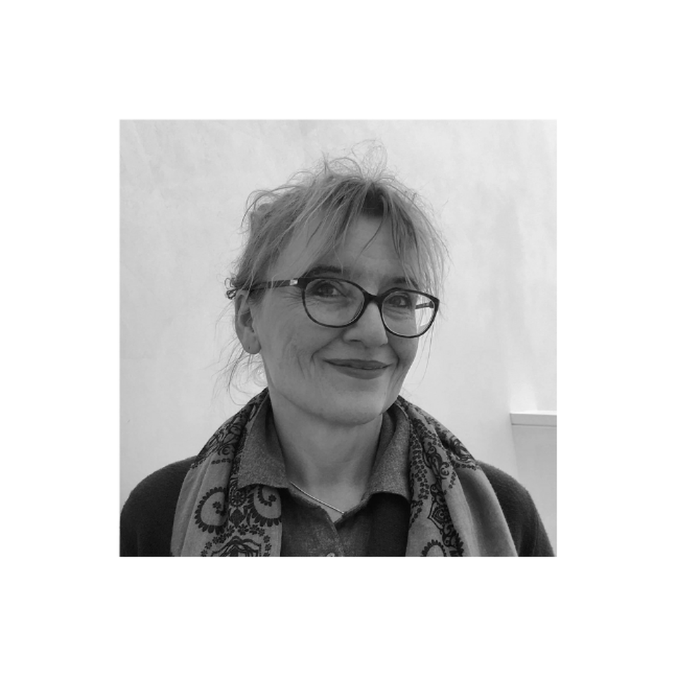 Portrait photograph of designer Renáta Fucíková in black and white