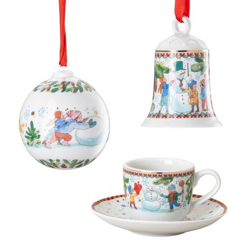 Hutschenreuther Collector&rsquo;s Edition 2025 with ornament ball, bell, and cup.