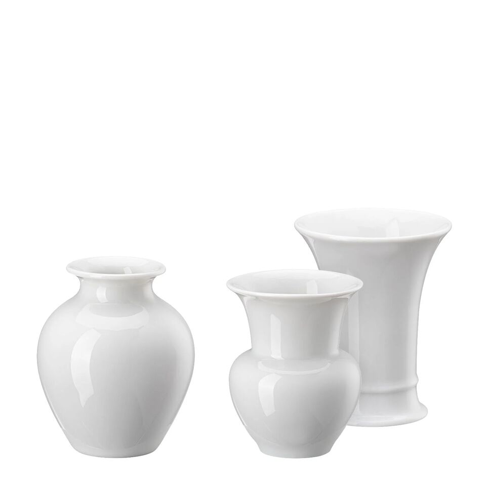 Three white, small mini vases by Hutschenreuther