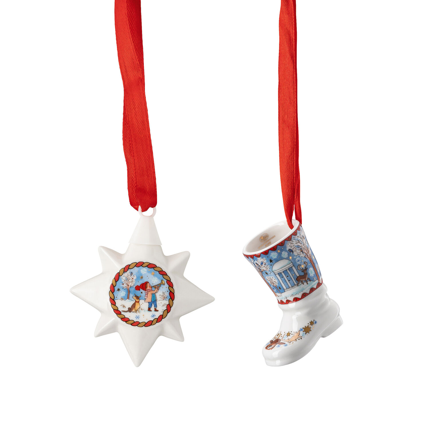 Hutschenreuther Weihnachts-Sammelkollektion 2021: 21 Handbemalte Porzellan-Figuren Mit Zweigen & Gold
