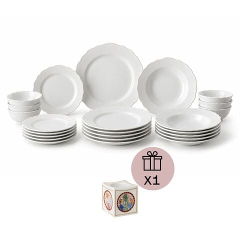 Festliches Geschirrset 24-teilig f&uuml;r 6 Personen mit Geschenk