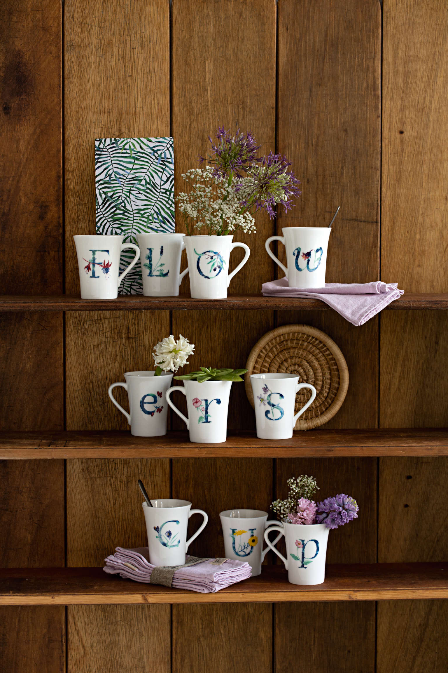 Hutschenreuther mugs on wooden background